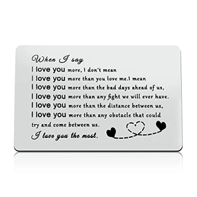 Image of Engraved Wallet Card for Boyfriend Fiance Husband I Love You Gifts Him Wedding Anniversary Christmas Birthday Valentines Day Men