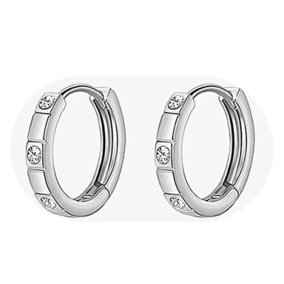 Image of EVELYN 925 Sterling Silver Small Hoop Earrings for Women Created with Austrian Crystals Zircondia