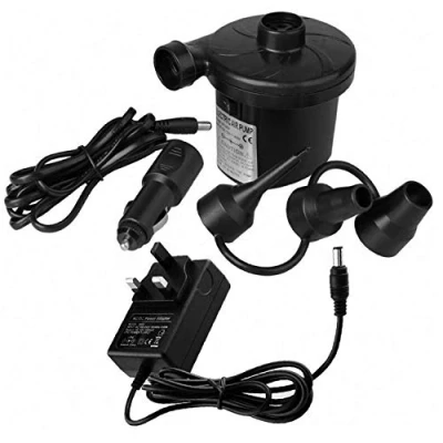 Image of Taylor &amp; Brown Portable Electric Air Pump/Inflate or Deflate Airbeds, Paddling Pools Other Toys, 12V 240V Inflator Camping Airbed Pool Deflator, Includes 3 Nozzles