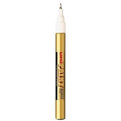 Image of Uni Coloured Extra Fine (0.8mm) PX 203 Gold Oil Paint Marker Pen Metal Glass Wood Plastic Stone Outdoor Nib Tip (Pack Of 1)