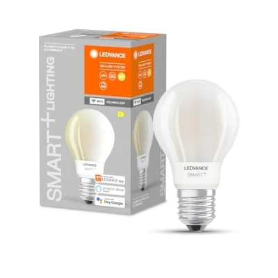 Image of LEDVANCE Smart LED Bulb with Wifi technology, E27 base, Dimmable, Warm white (2700K), shape, Matt, Replacement for conventional 75W bulbs, Controllable Alexa, Google &amp; App, 1 pack.