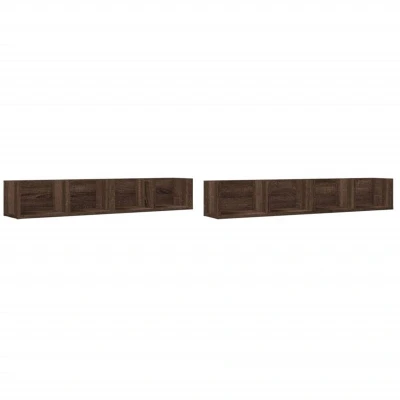 Image of vidaXL Wall Cabinets 2 pcs Brown Oak 99x18x16.5 cm Engineered Wood