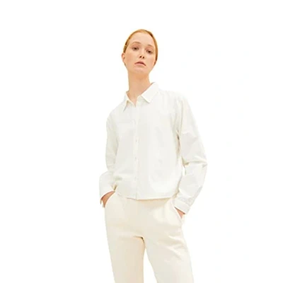 Image of TOM TAILOR Denim Ladie&#039;s 1034273 Cropped Blouse, 10348 Gardenia White, XXL