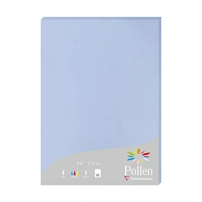Image of Clairefontaine Ref 244238C Pollen Coloured Paper (Pack of 25 Sheets) A4 (210 x 297mm), 210gsm Paper, Inkjet &amp; Laser Printer Compatible, Acid Free Lavender Blue