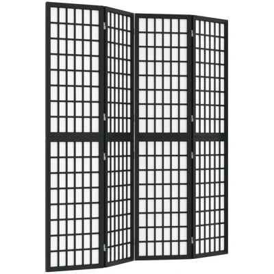 Image of vidaXL Folding 4 Panel Room Divider Japanese Style 160x170 cm Black