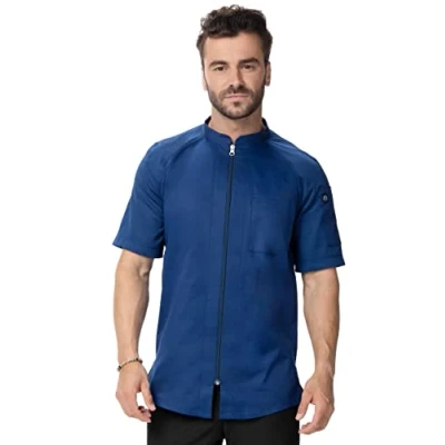 Image of Chef Works Men&#039;s Arcadia Coat, Ocean Blue, L