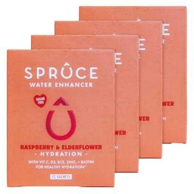 Image of Spruce Natural Water Flavouring With Vitamins Raspberry &amp; Elderflower 48 Drinks No Sugar Made Real Fruits Healthy Modern Squash Cordial
