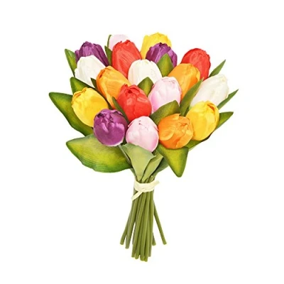 Image of FloristryWarehouse Artificial Silk Tulip Posy Assorted Colours 18 stems 30cm