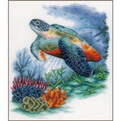 Image of Lanarte Counted Point Kit Underwater Treasures, White, ca. 33 x 40 cm