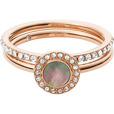 Image of Fossil Ring for Women , 17.5 mm Rose Gold Stainless Steel Ring, JF02954791