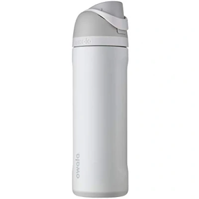 Image of Owala FreeSip Insulated Stainless Steel Water Bottle with Push Button and Built in Straw, 710 ml, Shy Marshmallow