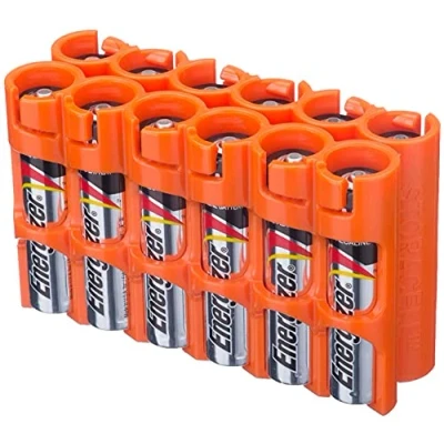 Image of Storacell by Powerpax AAA Battery Caddy, Orange, Holds 12 Batteries