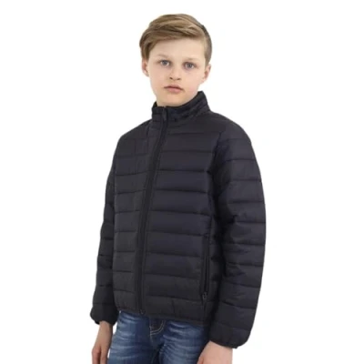 Image of BRAVE SOUL Boys Black Quilted Puffer Jacket Full Zip Winter with Stand Collar for Cold Weather, Colour, 11 12 Years