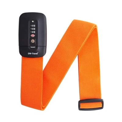 Image of OW Travel Personalised Luggage Straps with Locks for Suitcases (1 Pack Orange) Easy to Spot TSA Suitcase labels. Strap Lock Belt. Lockable Bags