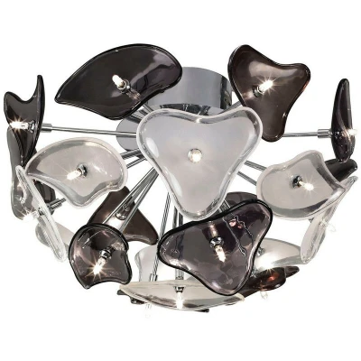 Image of Otto Ceiling 21 Light G4, Polished Chrome/Black Glass, NOT LED/CFL Compatible