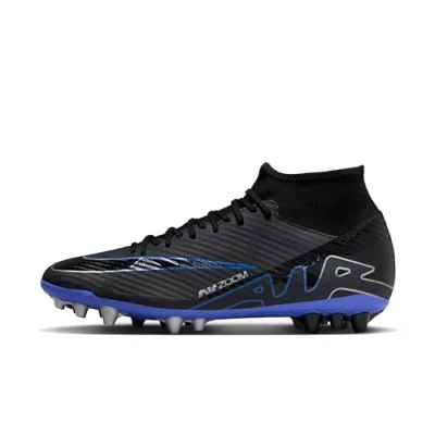 Image of Nike Performance ZOOM Mercurial 9 Academy AG Moulded stud football boots, Men&#039;s, Size: 10.5, Black/chrome/hyper royal Textile/synthetics