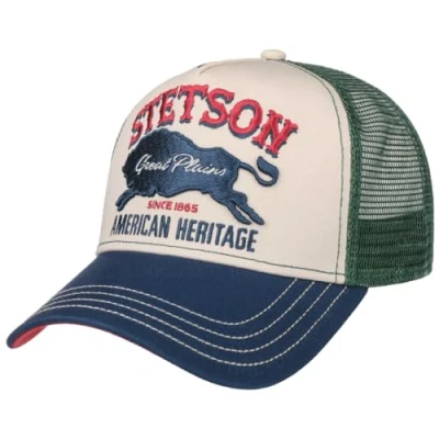 Image of Stetson The Plains Trucker Cap Women/Men Baseball Base Curved Brim Snapback, with Peak, Peak Summer Winter One Size Green