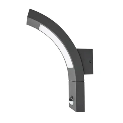 Image of Outdoor Wall Light &#039;Juvia&#039; with Motion Detector (Modern) in Black Made of Aluminium (1 Source,) from Lucande lamp for Exterior/Interior Walls, House, Terrace und Balcony