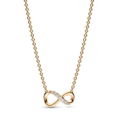 Image of Pandora Moments Sparkling Infinity 14k gold plated collier with clear cubic zirconia,