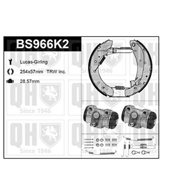 Image of 5320084E01 brake Shoes QUINTON HAZELL BS966K2 254mm 57mm with mounting manual wheel cylinder automatic adjustment