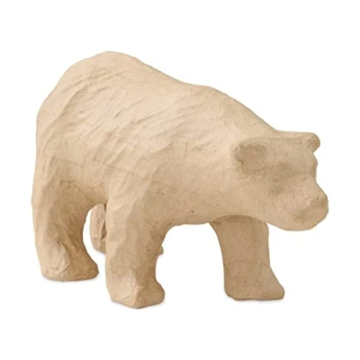 Image of Décopatch Ref SA220C Polar Bear Papier Maché Object to Decorate 22 x 8.5 11.5cm with Papers &amp; PaperPatch Glue, Glitter, Paints