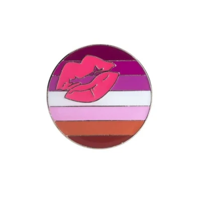Image of Lipstick Lesbian Rainbow LGBT Pride Flag Metal Enamel Pin Badge Lapel