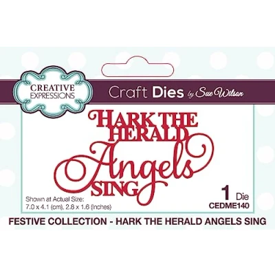 Image of Creative Expressions Sue Wilson Craft Dies Festive Collection Hark The Herald Angels Sing, Metal, 2.8 in x 1.6