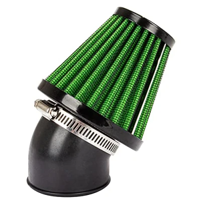 Image of 48mm Motorcycle Air Cone Filter, PSLER Filters for Scooter, 45 Degree Bent Hose, Universally Used Motocross Pocket Bikes(Green)