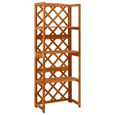 Image of Susany Trellis with Shelves Wooden Planter Garden weather resistant Plant Holder Pot Lattice Raised Bed Planting Support Outdoor Patio Freestanding 55x30x140 cm Solid Fir Wood