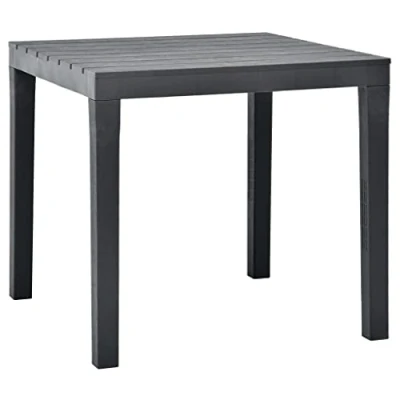 Image of vidaXL Garden Dining Table Outdoor Patio Furniture, Lightweight and Weather Resistant, Plastic, Square Shape, Anthracite, 78x78x72cm