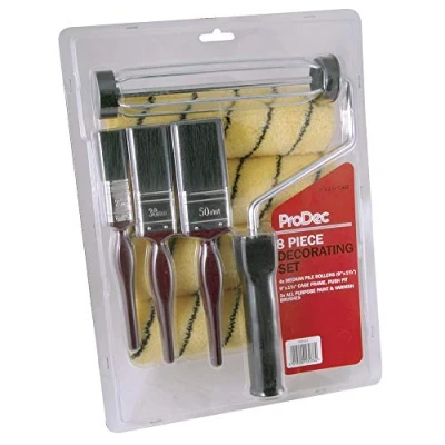 Image of ProDec 8 Piece Roller &amp; Brush Set 9 Inch Sleeves Paint Frame PRRF013