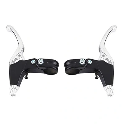 Image of Dilwe Bicycle Brake Lever, 1 Pair Handle Aluminium Alloy Cycling Brakes Grips Set 4 Colors(Silver)