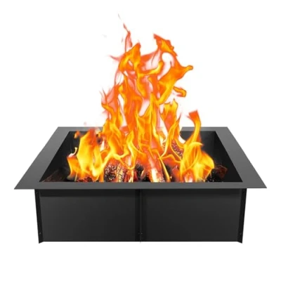 Image of VEVOR Fire Pit Ring, 36x36 In Outer/30x30 Inner Diameter, 10inch Height Square Insert, Heavy Duty Carbon Steel Liner DIY Campfire Ring above or Ground, for Outdoor Camping, Bonfires