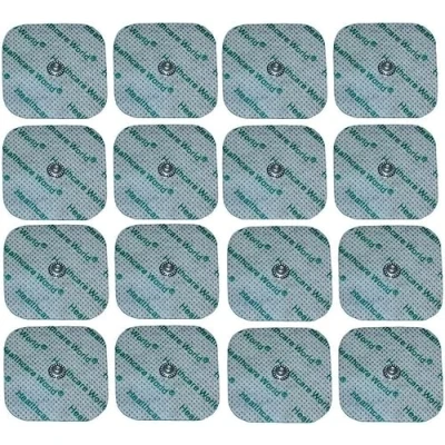 Image of Tens Electrode Pads (Set of 16) Self Adhesive 5x5cm Electrodes with Dimpled/Concave Stud Connection Compatible Compex Machines