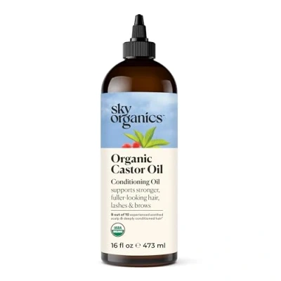 Image of Sky Organics Organic Castor Oil Volumizing Hair Pure for Face, &amp; Scalp Cold Pressed Natural Conditioner Omega Fatty Acids, Vegan Beauty, Care, Self Care 16oz