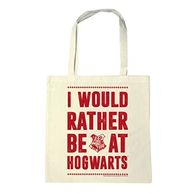 Image of Logoshirt Harry Potter I Would Rather Be At Hogwarts Shopping Bag Eco Resuable Shopper Original Licensed Design