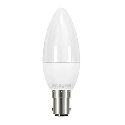 Image of Integral LED Warm Light Non Dimmable Bulb Frosted Candle Lamp (B15 Small Bayonet, 6.8 W, 2700 k, 470 lm) White