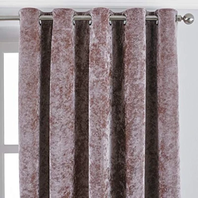 Image of Paoletti Verona Crushed Velvet Eyelet Curtains Blush Size 117 cm x 183
