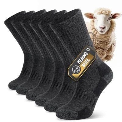 Image of TIBISI Thermal Mens Socks Women,Merino Wool Socks,Warm Winter Thick Socks,Work Socks,Running Sports Hiking Walking Trainer 3 pairs