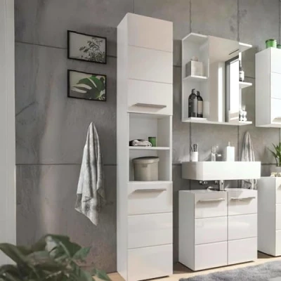 Image of Julian Bowen Tall Cabinet, Melamine, White, One Size