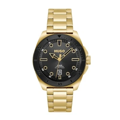 Image of HUGO Analogue Quartz Watch for Men with Gold Colored Stainless Steel Bracelet 1530304