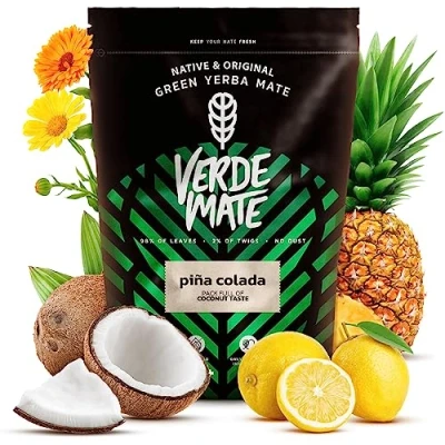 Image of Verde mate Green Piña Colada 0,5kg yerba with flavour inspired by an exotic drink pineapple and coconut Stimulation Brazilian 500 g
