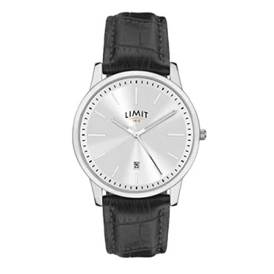 Image of Limit Men&#039;s Classic Date Watch with Silver dial and Black Strap