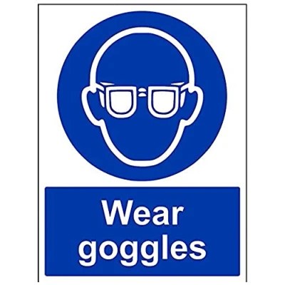 Image of V Safety Wear Goggles PPE Sign 300mm x 400mm 1mm Rigid Plastic