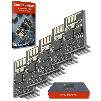 Image of AZDelivery ESP8266 ESP 01S Serial Wireless WLAN WiFi Transceiver Module 1MB Flash 80MHz Compatible with Arduino and Raspberry Pi including E Book! (Pack of 5)