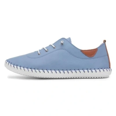 Image of Ladies St. Ives Light Blue Leather Plimsoll 5