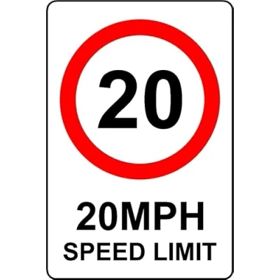 Image of 20mph Speed Limit Alternate Safety Sign 1mm Plastic (200mm x 150mm)