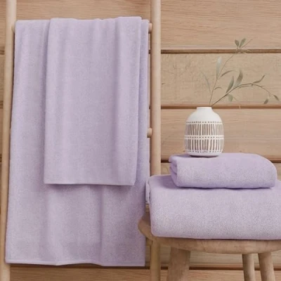 Image of PETTI Artigiani Italiani 100% Cotton Terry Bath Towels, 1+1 Towel Set, 2 Pieces 1 Face and Hand Towel, Lilac Towels