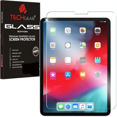 Image of TECHGEAR Glass Edition for New iPad Pro 12.9&quot; 2022 2021 2020 / 6th 5th 4th Generation, Genuine Tempered Screen Protector Guard Covers [Face ID &amp; Pencil Compatible]