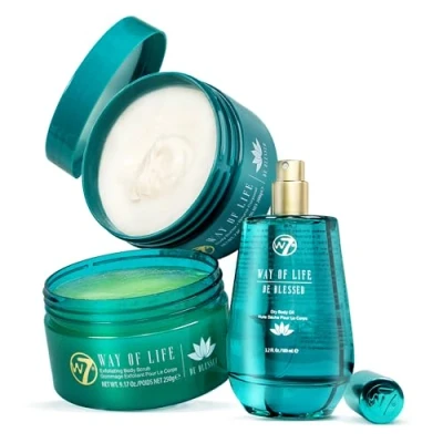 Image of W7 Way of Life Body Gift Set Nourishing Butter, Scrub &amp; Oil Lotus White Tea Scent